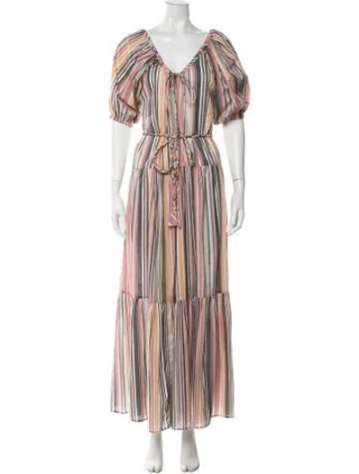 Pre-owned Hannah Artwear Striped Long Dress In Pink