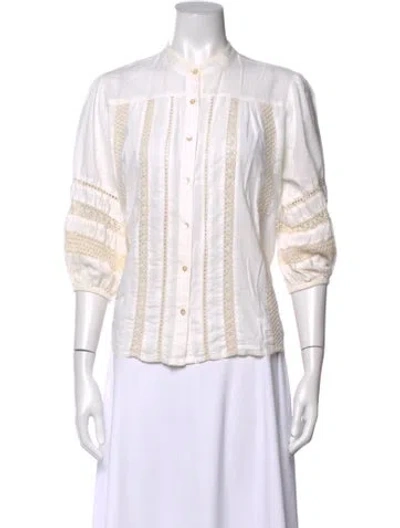 Pre-owned Hannah Artwear Three-quarter Sleeve Blouse In White