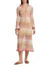 Hannah Artwear Women's Caroline Striped Crocheted Sweaterdress In Briar