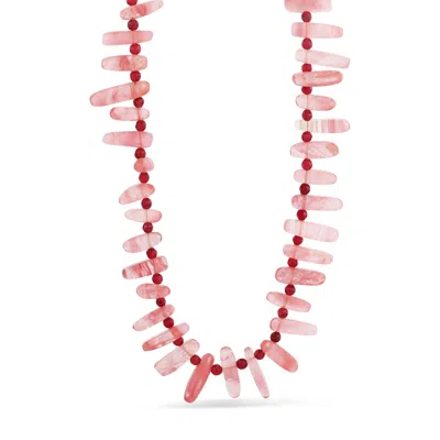 Hannah B. Jewelry Women's Pink Rose Quartz Spike Necklace