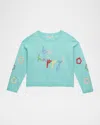 Hannah Banana Girl's Be Happy Embellished Sweatshirt In Blue