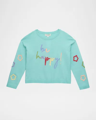 Hannah Banana Kids' Girl's Be Happy Embellished Sweatshirt In Blue