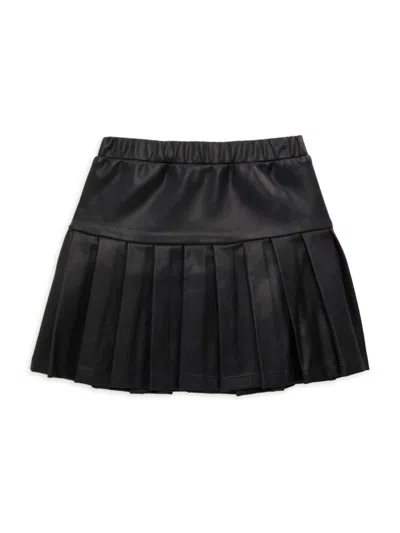 Hannah Banana Kids' Girl's Faux Leather Pleated Skirt In Black