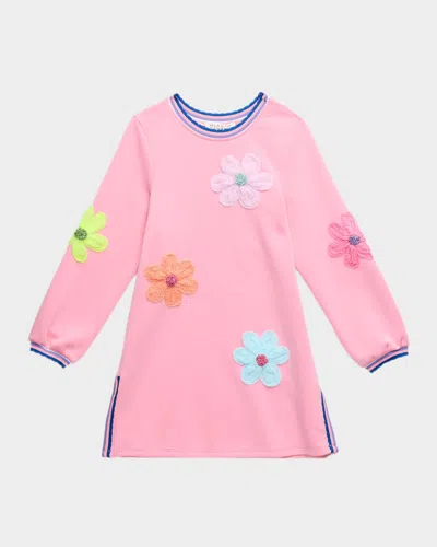 Hannah Banana Kids' Girl's Floral Embroidered Dress In Pink