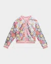 Hannah Banana Girl's Glitter Flower Bomber Jacket In Multi