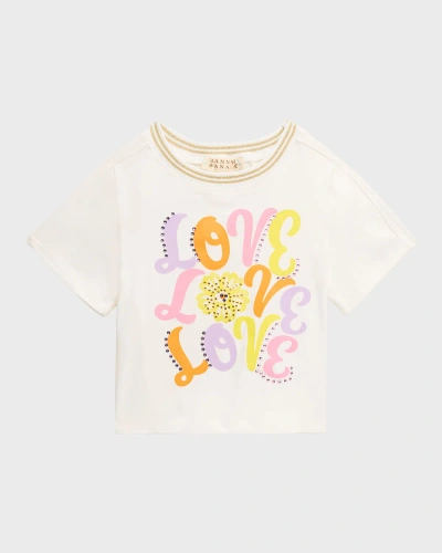 Hannah Banana Kids' Girl's Graphic Love Crop Top In White