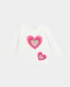 Hannah Banana Girl's Heart Graphic 3/4-sleeve Sweatshirt In White