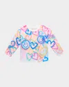 Hannah Banana Girl's Heart Graphic-print Sweatshirt In Multi