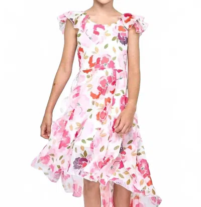 Hannah Banana Girl's High Low Hem Midi Dress In Pink