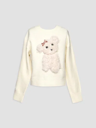 Hannah Banana Girl's Little Girl's & Girl's Dog Patch Sweater In Neutral