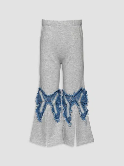 Hannah Banana Girl's Little Girl's & Girl's Embellished Denim-bow Flared Pants In Gray