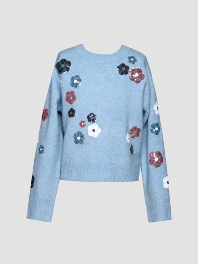 Hannah Banana Girl's Little Girl's & Girl's Floral Sequin-embellished Sweater In Blue