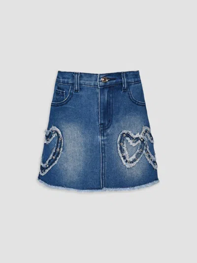 Hannah Banana Girl's Little Girl's & Girl's Heart-patch Denim Mini Skirt In Blue