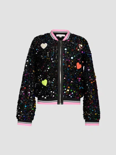 Hannah Banana Girl's Little Girl's & Girl's Sequined Heart-patch Bomber Jacket In Multi