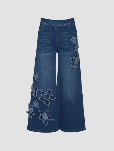Hannah Banana Girl's Little Girl's & Girl's Star-patch Flared Jeans In Blue