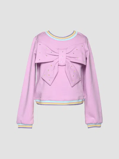 Hannah Banana Girl's Little Girl's Embellished 3d Bow Cotton-blend Top In Pink