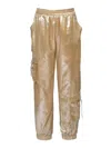 Hannah Banana Girl's Metallic Cargo Pocket Jogger Pants In Gold In Gold