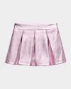 Hannah Banana Girl's Metallic Faux Leather Mini Skirt In Pink