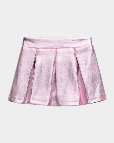 Hannah Banana Kids' Girl's Metallic Faux Leather Mini Skirt In Pink