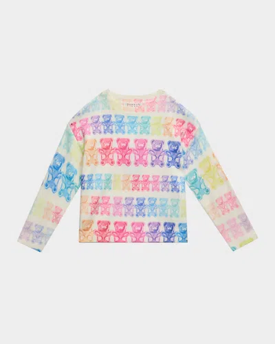 Hannah Banana Kids' Girl's Multicolor Bear-print Sweater