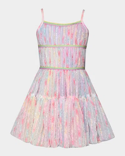 Hannah Banana Kids' Girl's Multicolor Rouched Tank Dress In Pink Multi