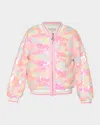 Shop Hannah Banana Girl's Multicolor Sequin Bomber Jacket In Pink Multi