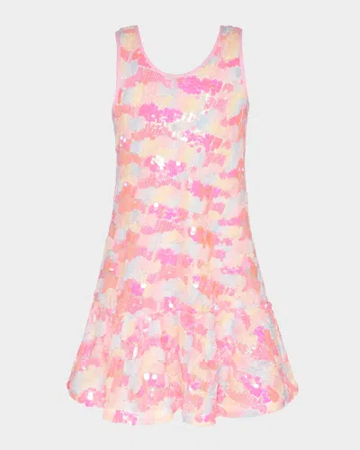 Hannah Banana Kids' Girl's Multicolor Sequin Tank Dress In Pink Multi