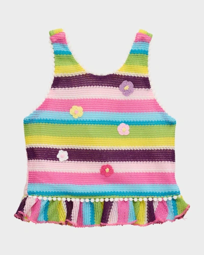 Hannah Banana Kids' Girl's Multicolor Stripe Knit Top In Pink Multi