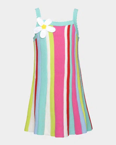 Hannah Banana Kids' Girl's Multicolor Striped Tank Dress In Teal Multi