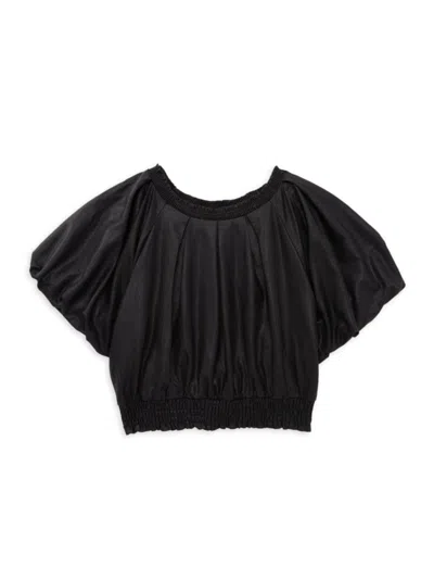 Hannah Banana Kids' Girl's Pleated Top In Black