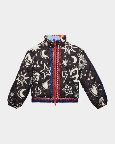 Hannah Banana Kids' Girl's Reversible Puffer Jacket In Black