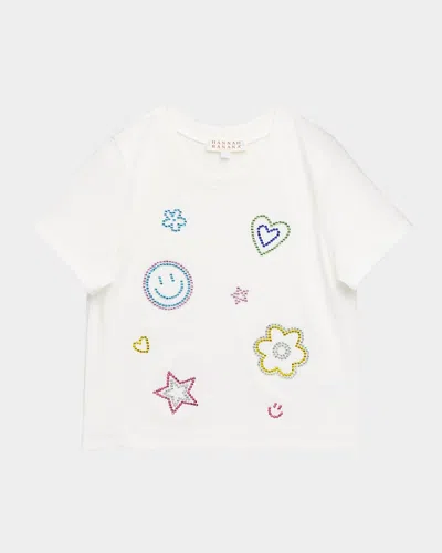 Hannah Banana Kids' Girl's Rhinestone-embellished Short-sleeve T-shirt In Red