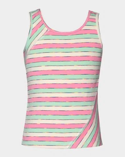 Hannah Banana Kids' Girl's Ribbed Striped Tank Top In Purp Multi