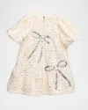 Hannah Banana Girl's Sequined Bow Knit Mini Dress In Gold