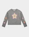 Hannah Banana Girl's Star Appliqué Sweatshirt In Brown