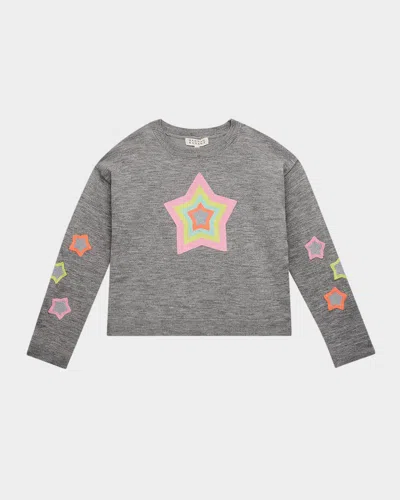 Hannah Banana Kids' Girl's Star Appliqué Sweatshirt In Brown