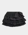 Hannah Banana Girl's Tiered Mini Skirt In Black