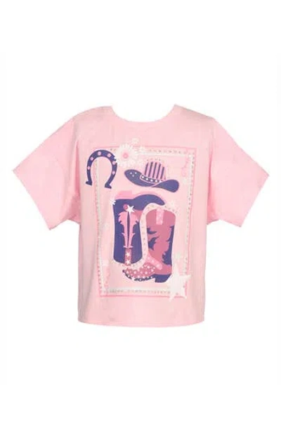 Hannah Banana Kids' Cowboy Horseshoe Graphic T-shirt In Pink
