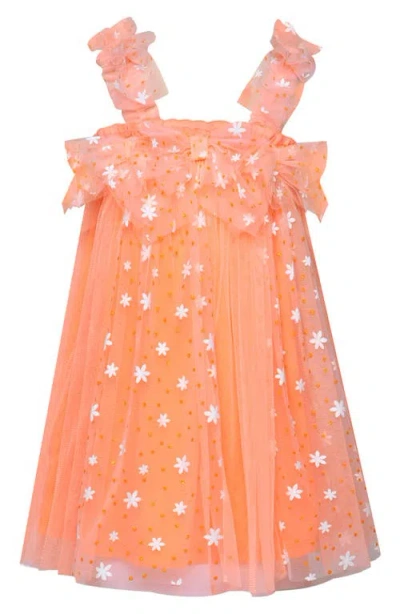 Hannah Banana Kids' Floral Tulle Party Dress In Orange