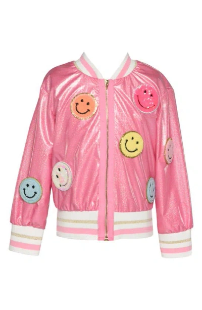 Hannah Banana Kids' Happy Bomber Jacket In Pink