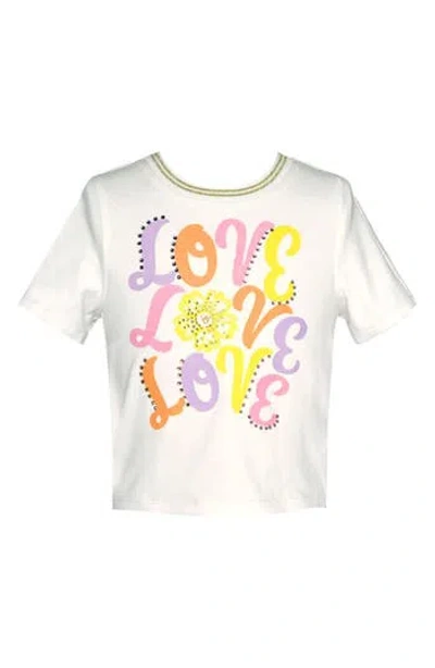 Hannah Banana Kids' Love Crop Graphic T-shirt In White