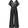 Hannah Banana Kids' Metallic Flutter Sleeve Jumpsuit In Black