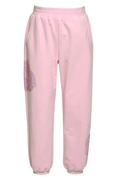 Hannah Banana Kids' Rhinestone Rose Jogger Pants In Pink