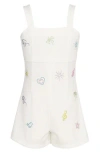Hannah Banana Kids' Rhinestone Scuba Knit Romper In White