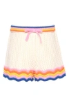 Hannah Banana Kids' Scalloped Open Knit Shorts In Multi