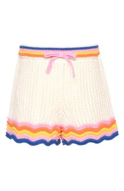 Hannah Banana Kids' Scalloped Open Knit Shorts In Multi