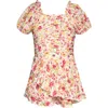 Hannah Banana Kids' Shirred Floral Romper In Ivory Multi