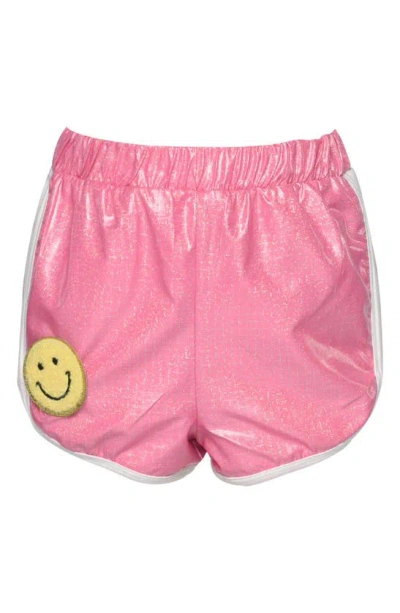 Hannah Banana Kids' Smiley Metallic Shorts In Pink