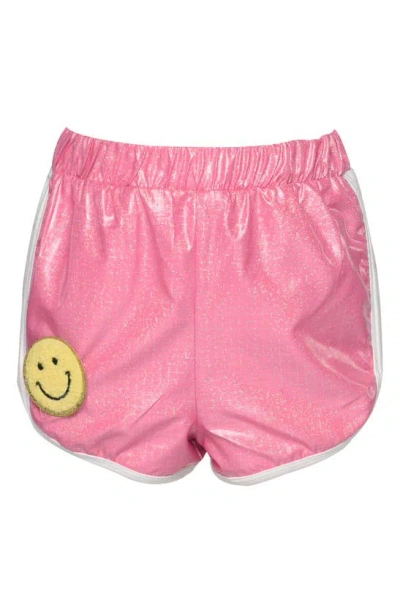 Hannah Banana Kids' Smiley Side Stripe Shorts In Pink