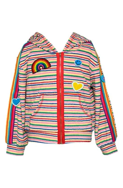 Hannah Banana Kids' Stripe Terry Jacket In Red Multi